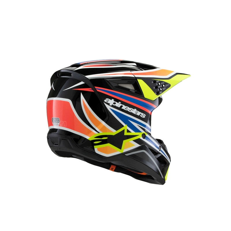 Alpinestars S-M3 WURX Kinder-Motocrosshelm Schwarz-Fluo Gelb-Blau-Rot