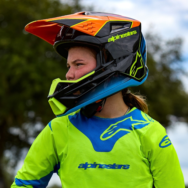 Alpinestars S-M3 WURX Kinder-Motocrosshelm Schwarz-Fluo Gelb-Blau-Rot