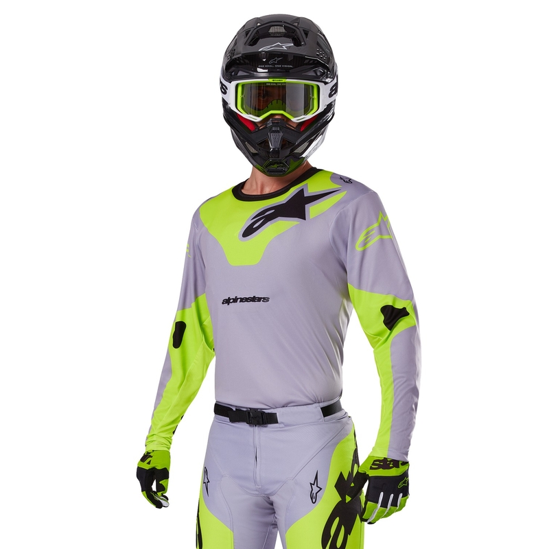Motocross-Trikot Alpinestars Racer Veil grau-fluo gelb