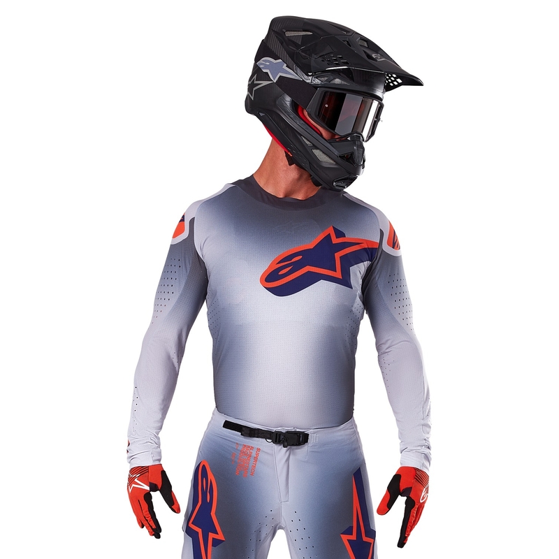 Motocross-Trikot Alpinestars Supertech Lipan grau-fluo orange