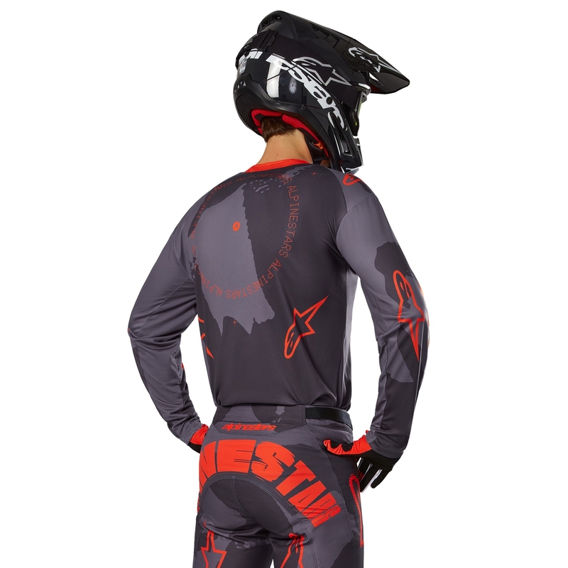 Motocross-Trikot Alpinestars Racer Hollow grau camo-fluo orange