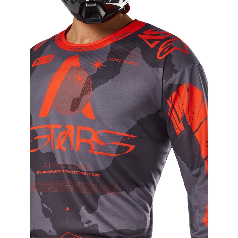 Motocross-Trikot Alpinestars Racer Hollow grau camo-fluo orange
