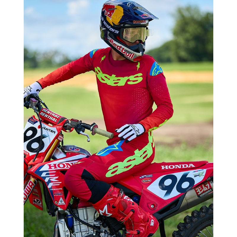 Alpinestars Supertech Maker Motocross-Hose rot-fluo gelb