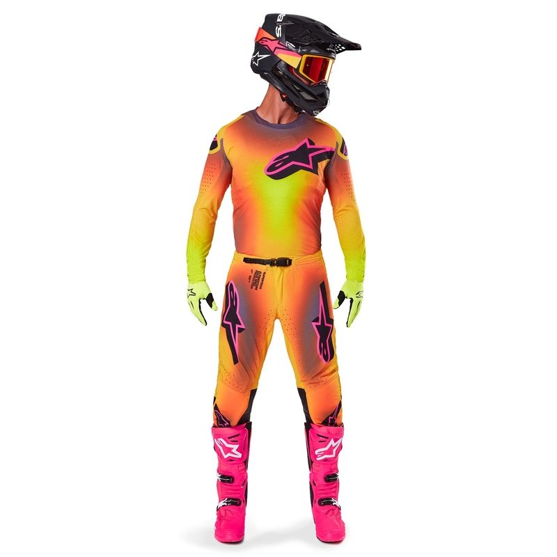 Motocross-Hose Alpinestars Supertech Lipan gelb-rosa