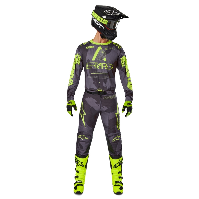 Motocross-Hose Alpinestars Racer Hollow dunkel camo-fluo gelb