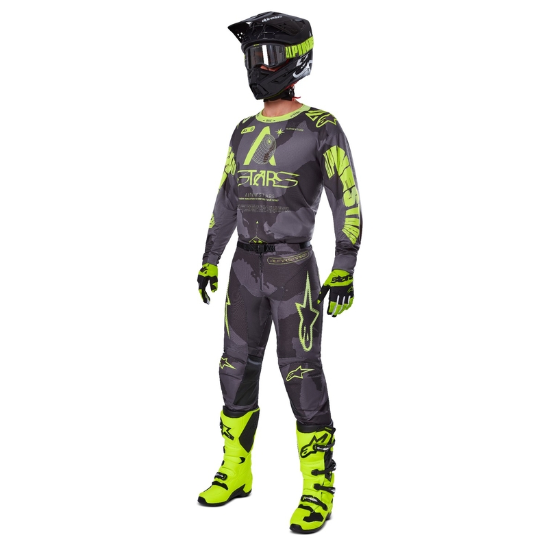 Motocross-Hose Alpinestars Racer Hollow dunkel camo-fluo gelb