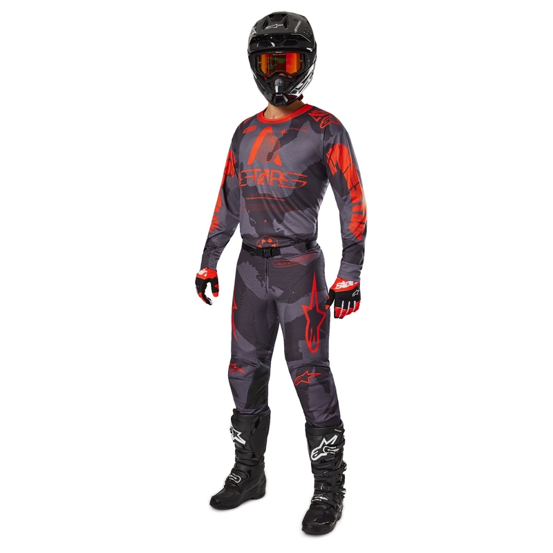 Motocross-Hose Alpinestars Racer Hollow grau camo-fluo orange