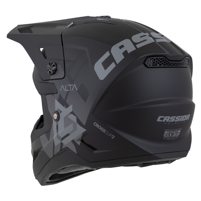 Kinder-Motocross-Helm Helm Cassida Cross Cup 2 Alta mattschwarz-grau
