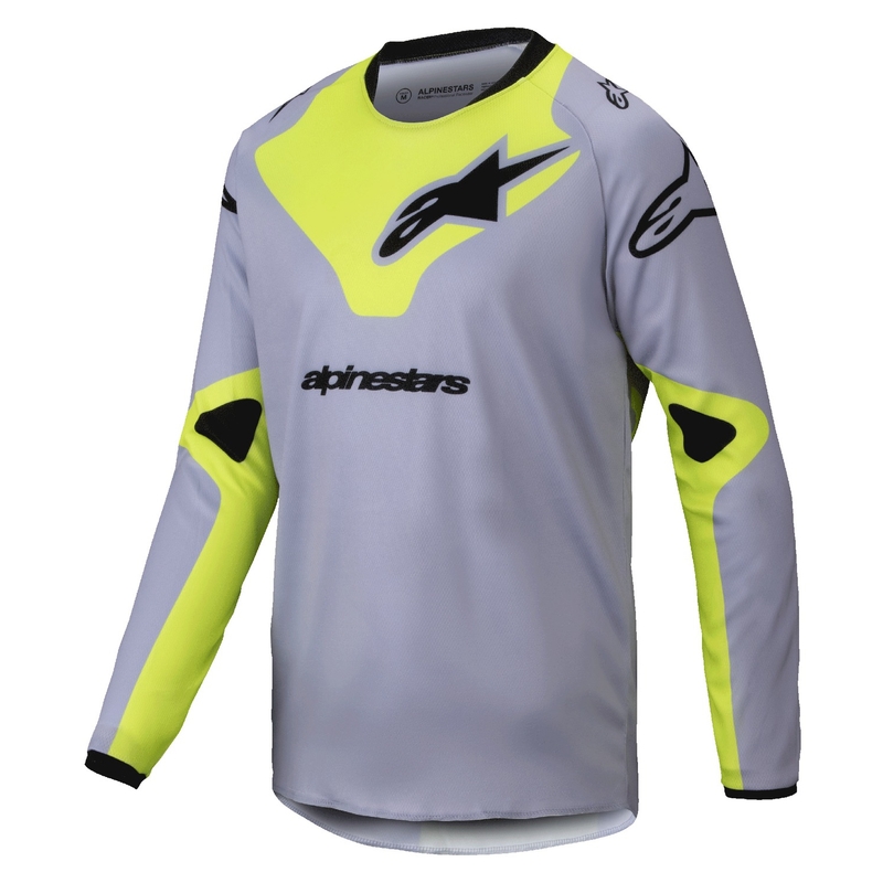 Kinder-Motocross-Trikot Alpinestars Racer Veil grau-fluo gelb