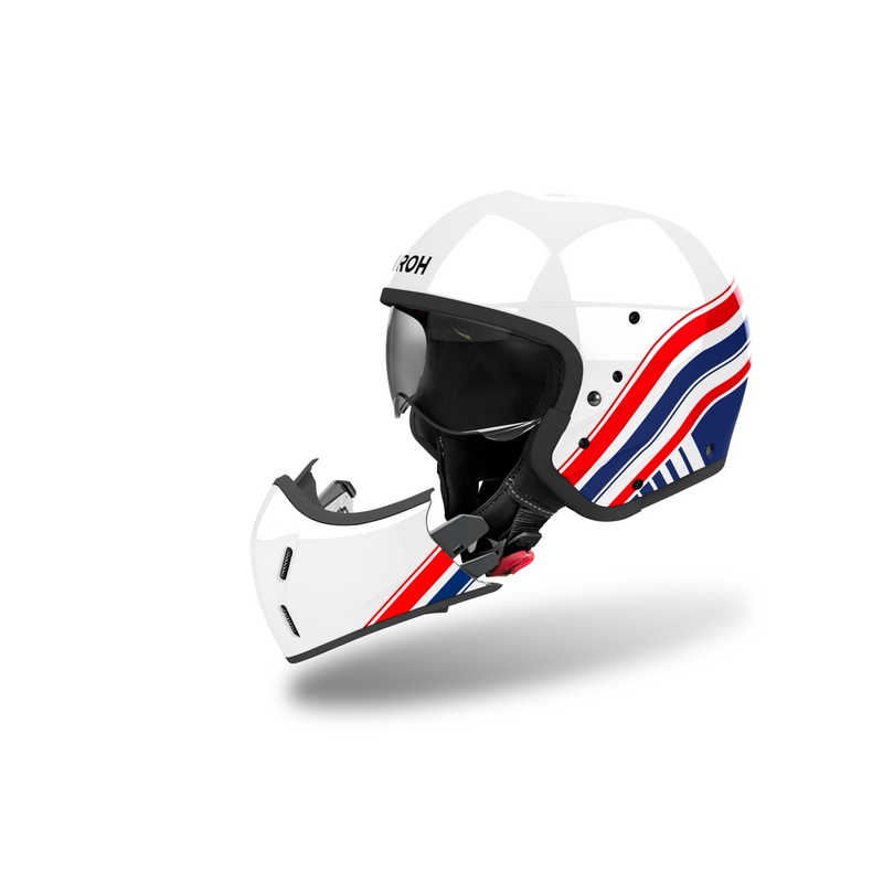 Modularer Motorradhelm Airoh J110 Eon glänzend weiß-blau-rot