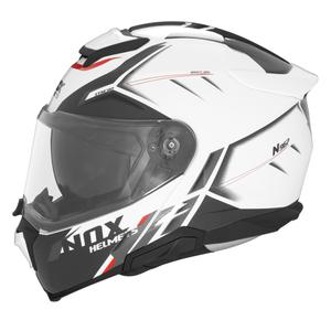 Klappbarer Motorradhelm NOX N967 Synchro weiß-schwarz-rot