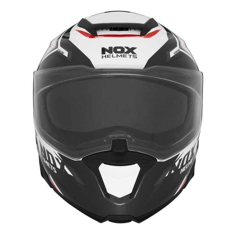 Klappbarer Motorradhelm NOX N967 Synchro weiß-schwarz-rot