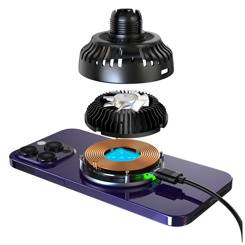 Halterung mit kabellosem Laden und aktiver Kühlung FIXED MagCool mit MagSafe-Befestigung schwarz 15W