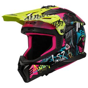 Motocross-Helm LS2 MX708 Fast II Gorilla lila-gelb