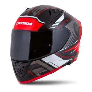 Cassida Aero Drome Integral-Motorradhelm Schwarz-Rot-Weiß-Grau