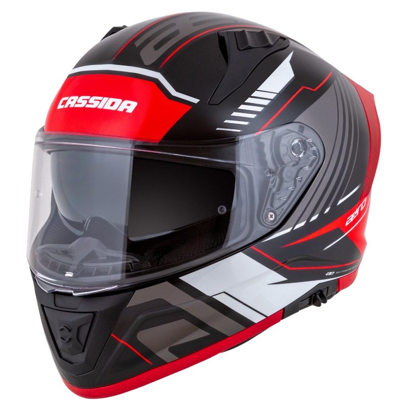 Cassida Aero Drome Integral-Motorradhelm Schwarz-Rot-Weiß-Grau