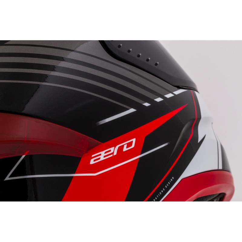 Cassida Aero Drome Integral-Motorradhelm Schwarz-Rot-Weiß-Grau