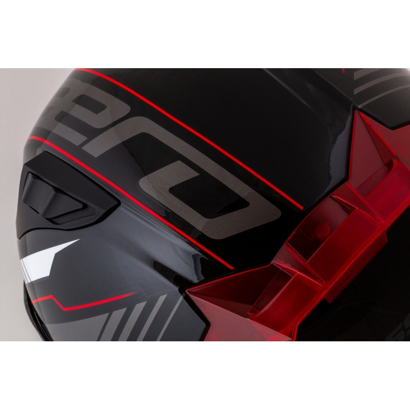 Cassida Aero Drome Integral-Motorradhelm Schwarz-Rot-Weiß-Grau
