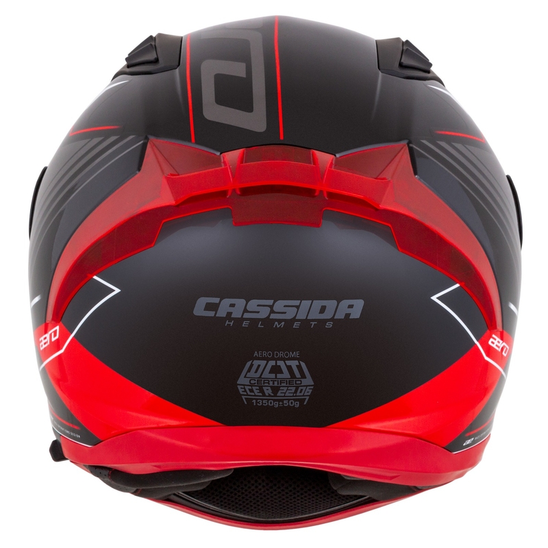 Cassida Aero Drome Integral-Motorradhelm Schwarz-Rot-Weiß-Grau
