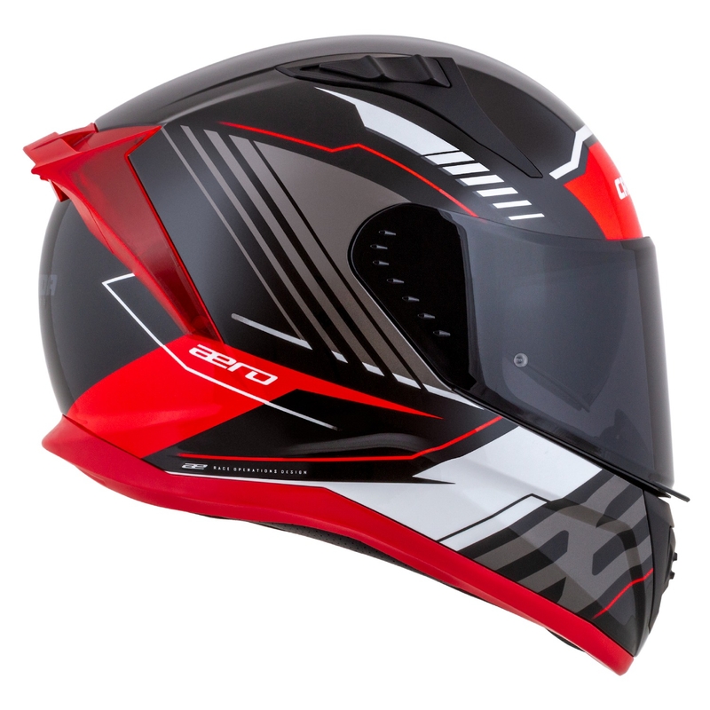 Cassida Aero Drome Integral-Motorradhelm Schwarz-Rot-Weiß-Grau