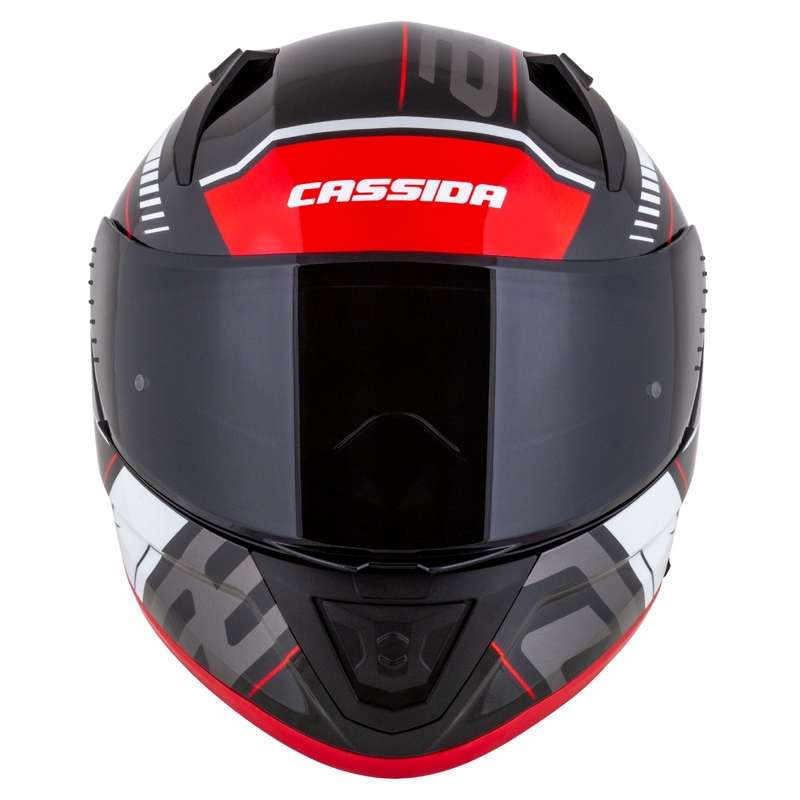 Cassida Aero Drome Integral-Motorradhelm Schwarz-Rot-Weiß-Grau