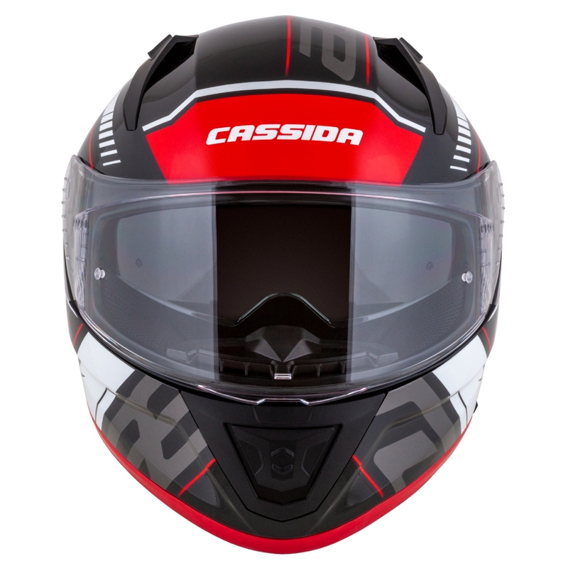 Cassida Aero Drome Integral-Motorradhelm Schwarz-Rot-Weiß-Grau
