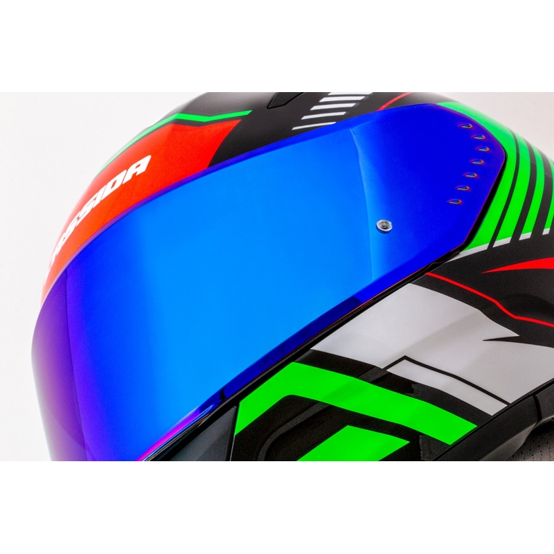 Cassida Aero Drome Integral-Motorradhelm Schwarz-Rot-Grün-Weiß
