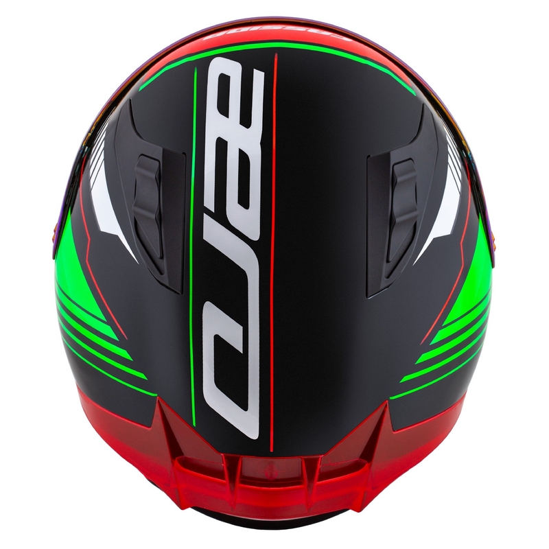 Cassida Aero Drome Integral-Motorradhelm Schwarz-Rot-Grün-Weiß