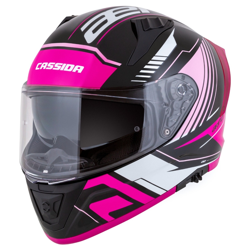 Cassida Aero Drome schwarz-rosa-weißer Integral-Motorradhelm