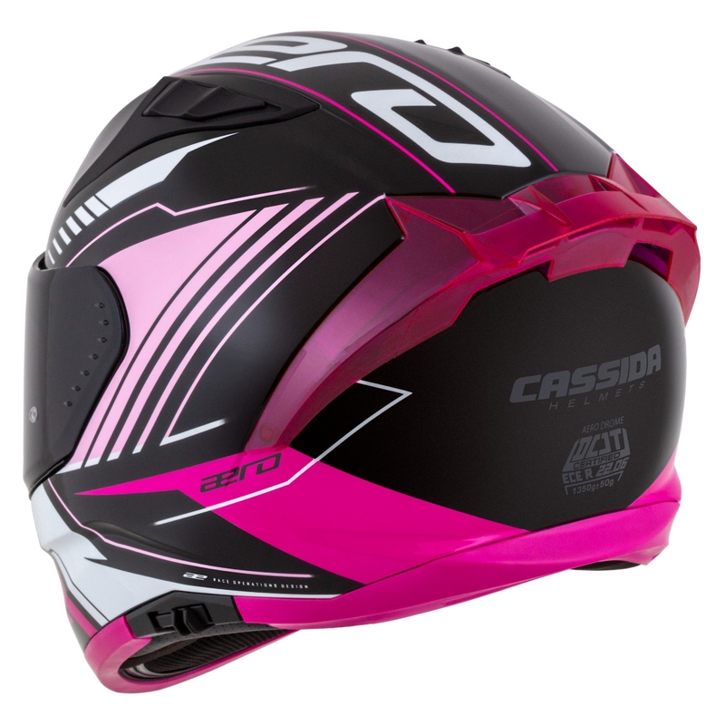 Cassida Aero Drome schwarz-rosa-weißer Integral-Motorradhelm