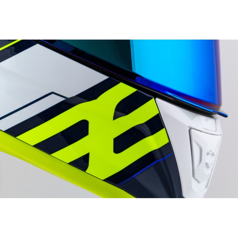 Cassida Aero Drome Integral-Motorradhelm blau-fluo gelb-hellblau-weiß
