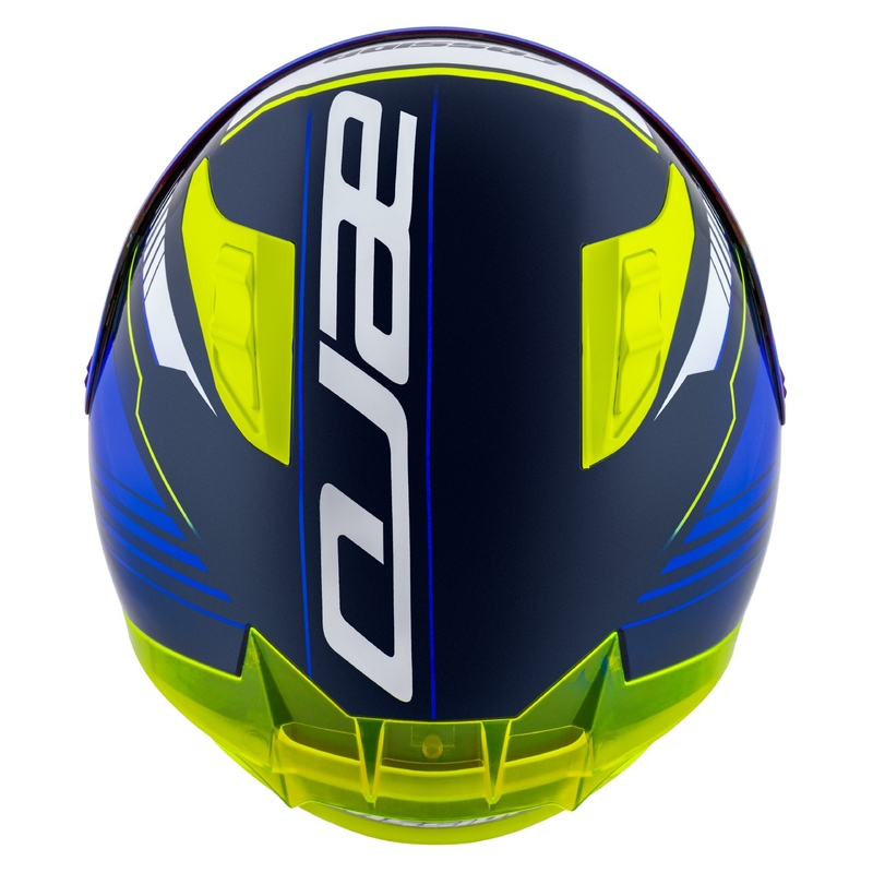 Cassida Aero Drome Integral-Motorradhelm blau-fluo gelb-hellblau-weiß