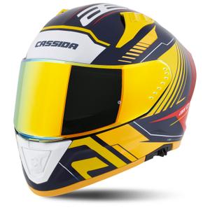 Integraler Motorradhelm Cassida Aero Drome Blau-Fluo-Gelb-Orange-Rot-Hellblau-Weiß