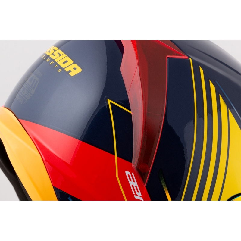 Integraler Motorradhelm Cassida Aero Drome Blau-Fluo-Gelb-Orange-Rot-Hellblau-Weiß