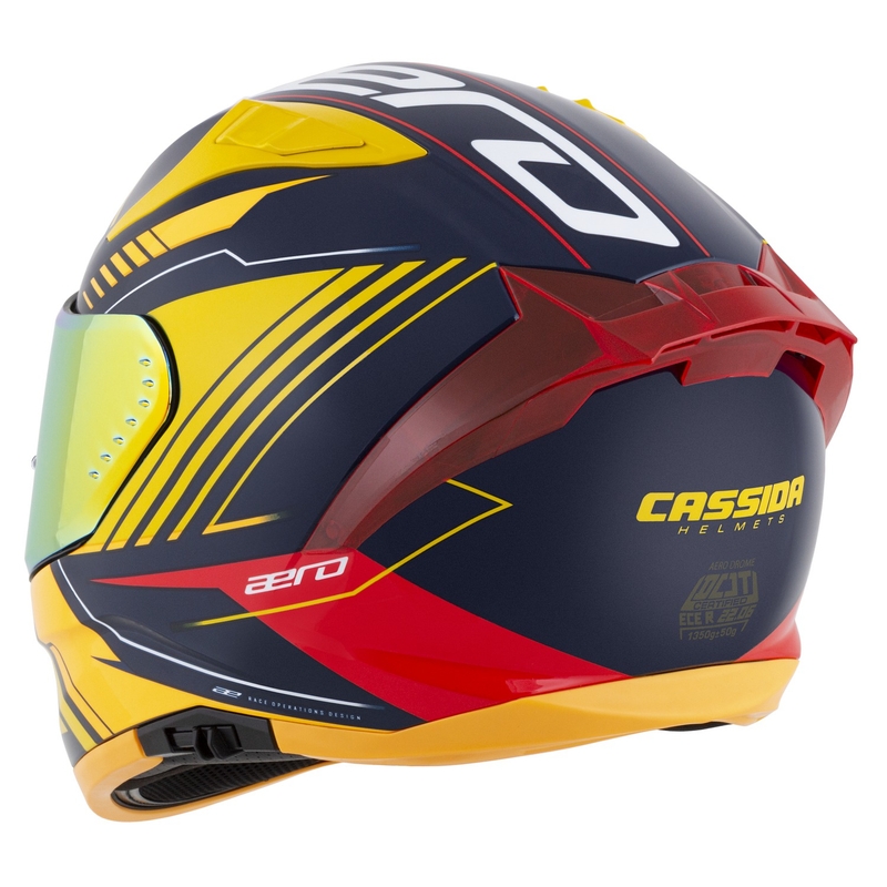 Integraler Motorradhelm Cassida Aero Drome Blau-Fluo-Gelb-Orange-Rot-Hellblau-Weiß