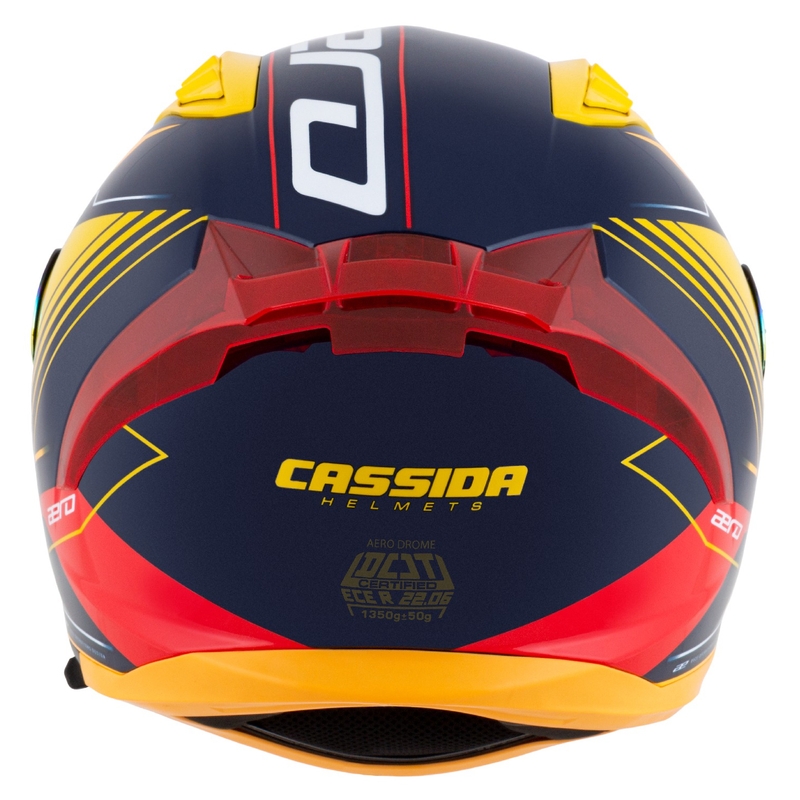 Integraler Motorradhelm Cassida Aero Drome Blau-Fluo-Gelb-Orange-Rot-Hellblau-Weiß