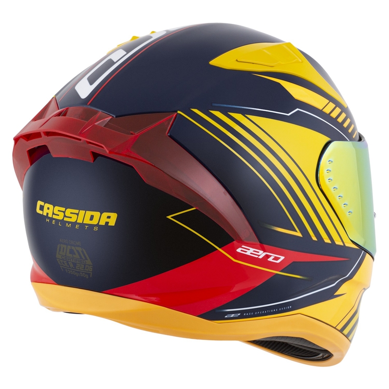 Integraler Motorradhelm Cassida Aero Drome Blau-Fluo-Gelb-Orange-Rot-Hellblau-Weiß