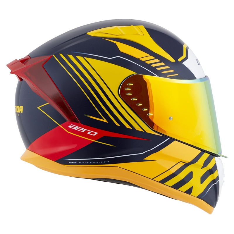 Integraler Motorradhelm Cassida Aero Drome Blau-Fluo-Gelb-Orange-Rot-Hellblau-Weiß