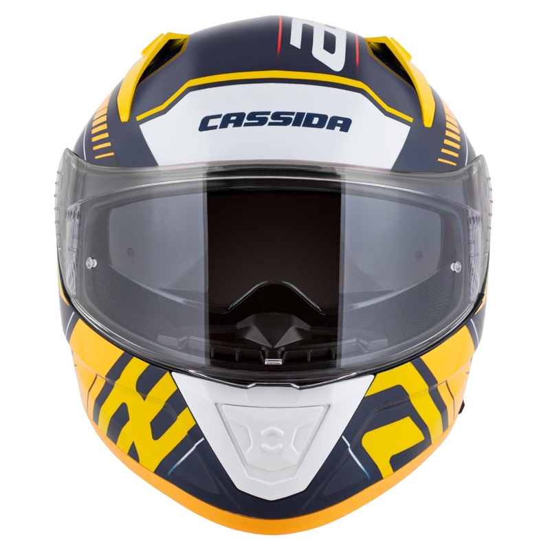 Integraler Motorradhelm Cassida Aero Drome Blau-Fluo-Gelb-Orange-Rot-Hellblau-Weiß