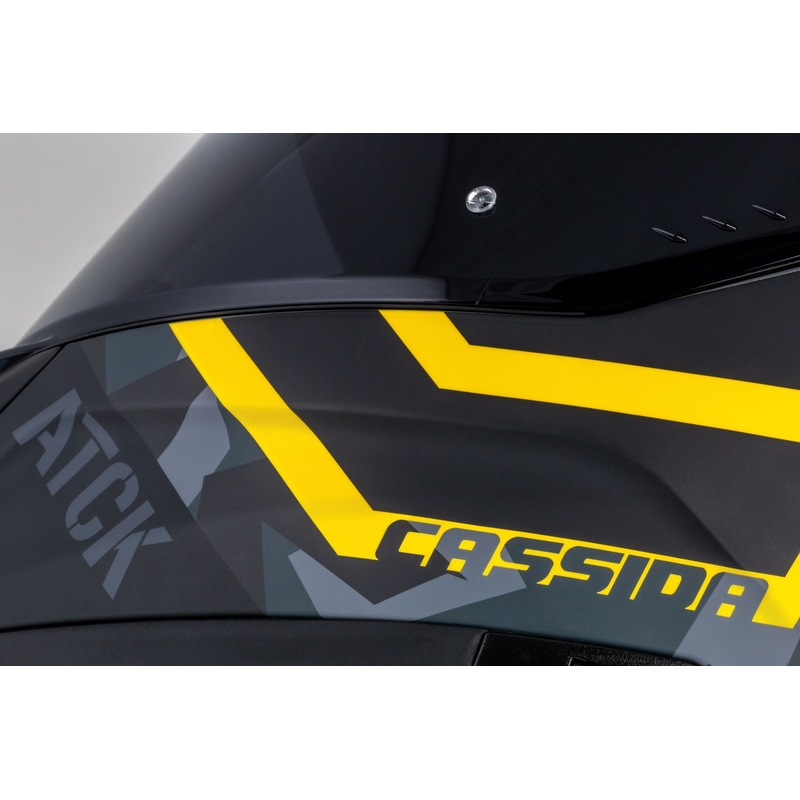 Integrierter Motorradhelm Cassida Aero camo grau-schwarz-fluo gelb