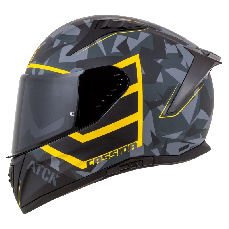 Integrierter Motorradhelm Cassida Aero camo grau-schwarz-fluo gelb