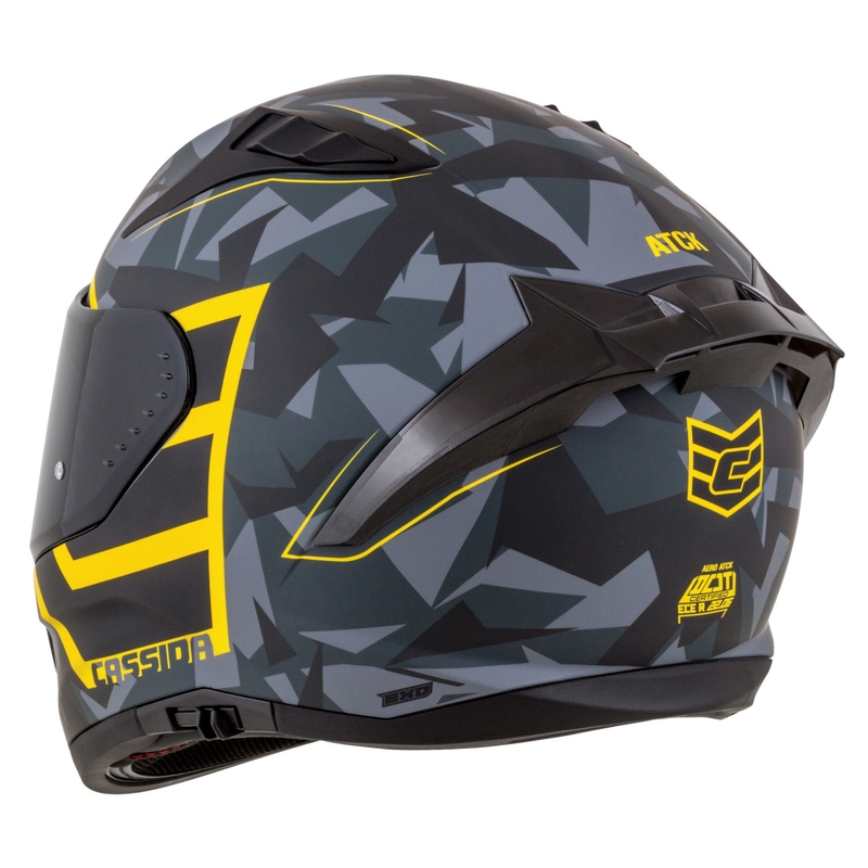 Integrierter Motorradhelm Cassida Aero camo grau-schwarz-fluo gelb