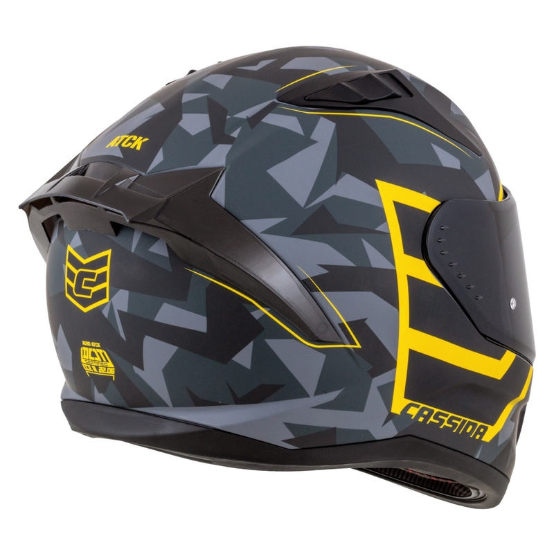 Integrierter Motorradhelm Cassida Aero camo grau-schwarz-fluo gelb