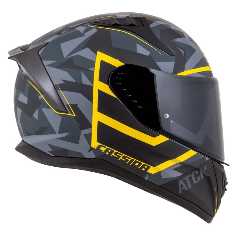 Integrierter Motorradhelm Cassida Aero camo grau-schwarz-fluo gelb