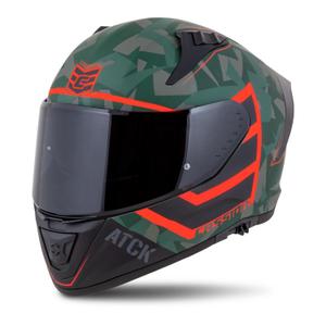 Integrierter Motorradhelm Cassida Aero ATCK camo grün-schwarz-grau-orange