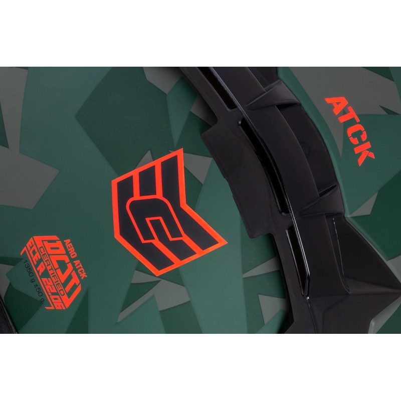 Integrierter Motorradhelm Cassida Aero ATCK camo grün-schwarz-grau-orange