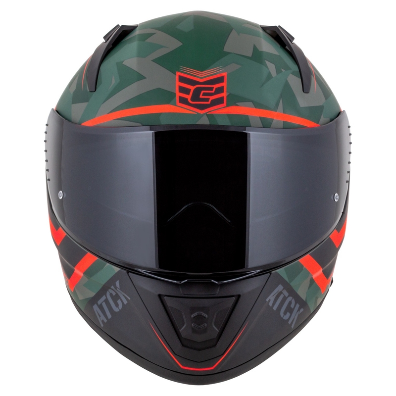 Integrierter Motorradhelm Cassida Aero ATCK camo grün-schwarz-grau-orange