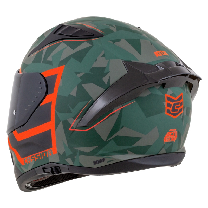 Integrierter Motorradhelm Cassida Aero ATCK camo grün-schwarz-grau-orange