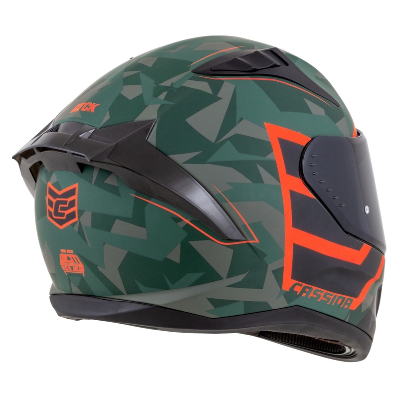 Integrierter Motorradhelm Cassida Aero ATCK camo grün-schwarz-grau-orange