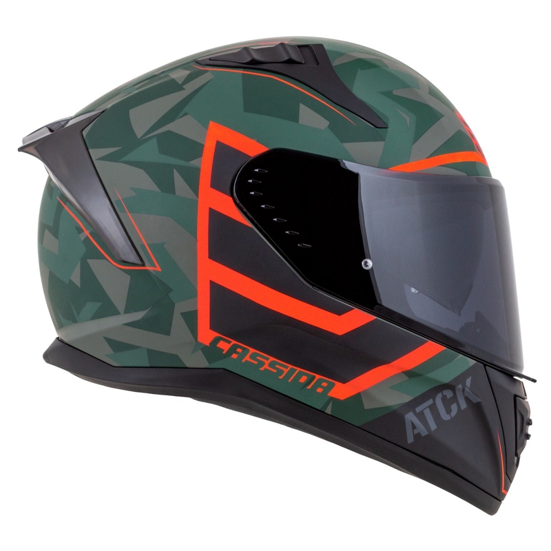 Integrierter Motorradhelm Cassida Aero ATCK camo grün-schwarz-grau-orange